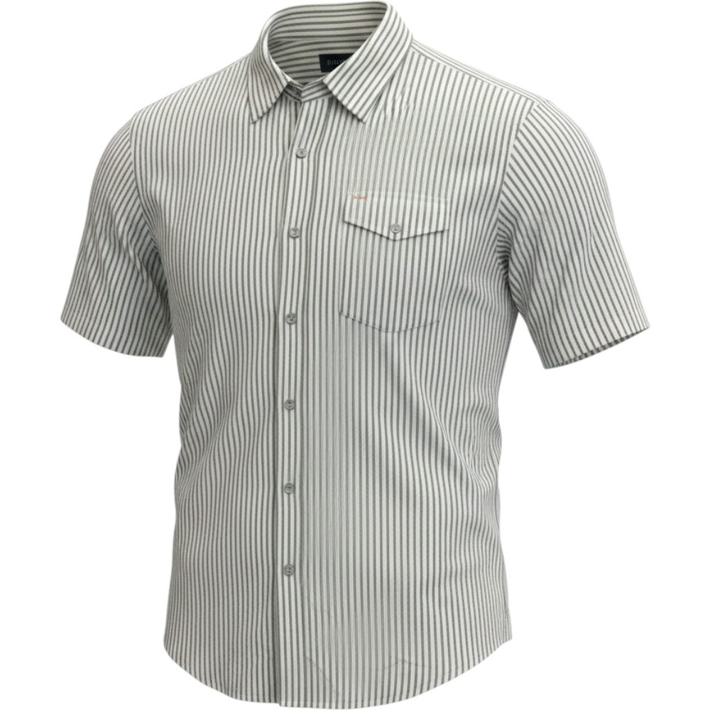 NEW Criquet Pearl Snap Performance Shirt Mens L Gray Striped Seersucker Casual